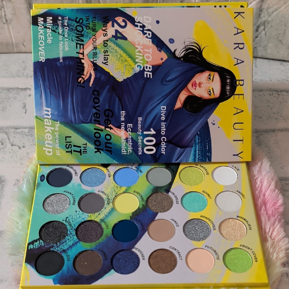 Kara Beauty Eyeshadow Palette - Bold Blue, Green, and Silver Shades